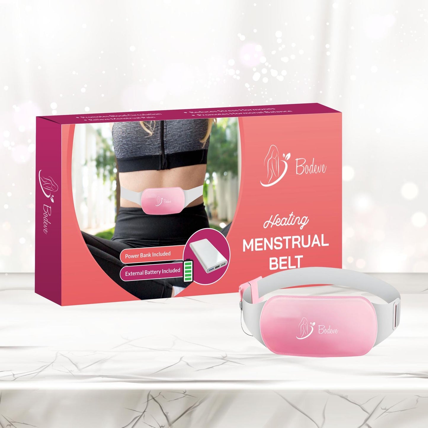 Bodeve Menstrual Relief Belt + Herbal Tea & Activated Rose Quartz