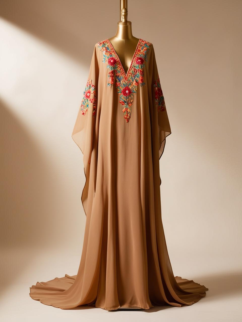Luxury Embroidered Chiffon Kaftan – Flowing Boubou Gown