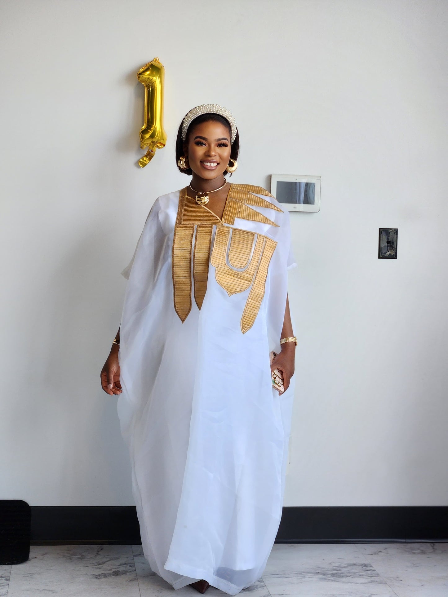 The Royal Essence Bubu Kaftan - White Gold