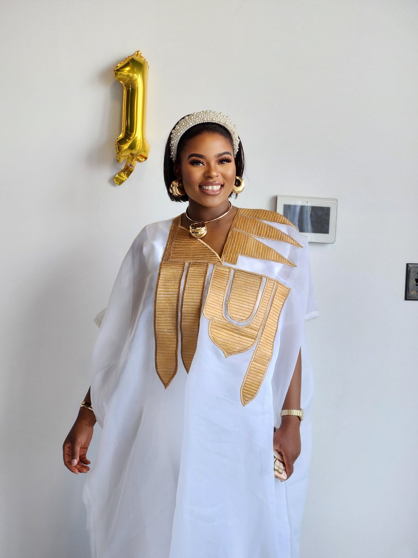 The Royal Essence Bubu Kaftan - White Gold
