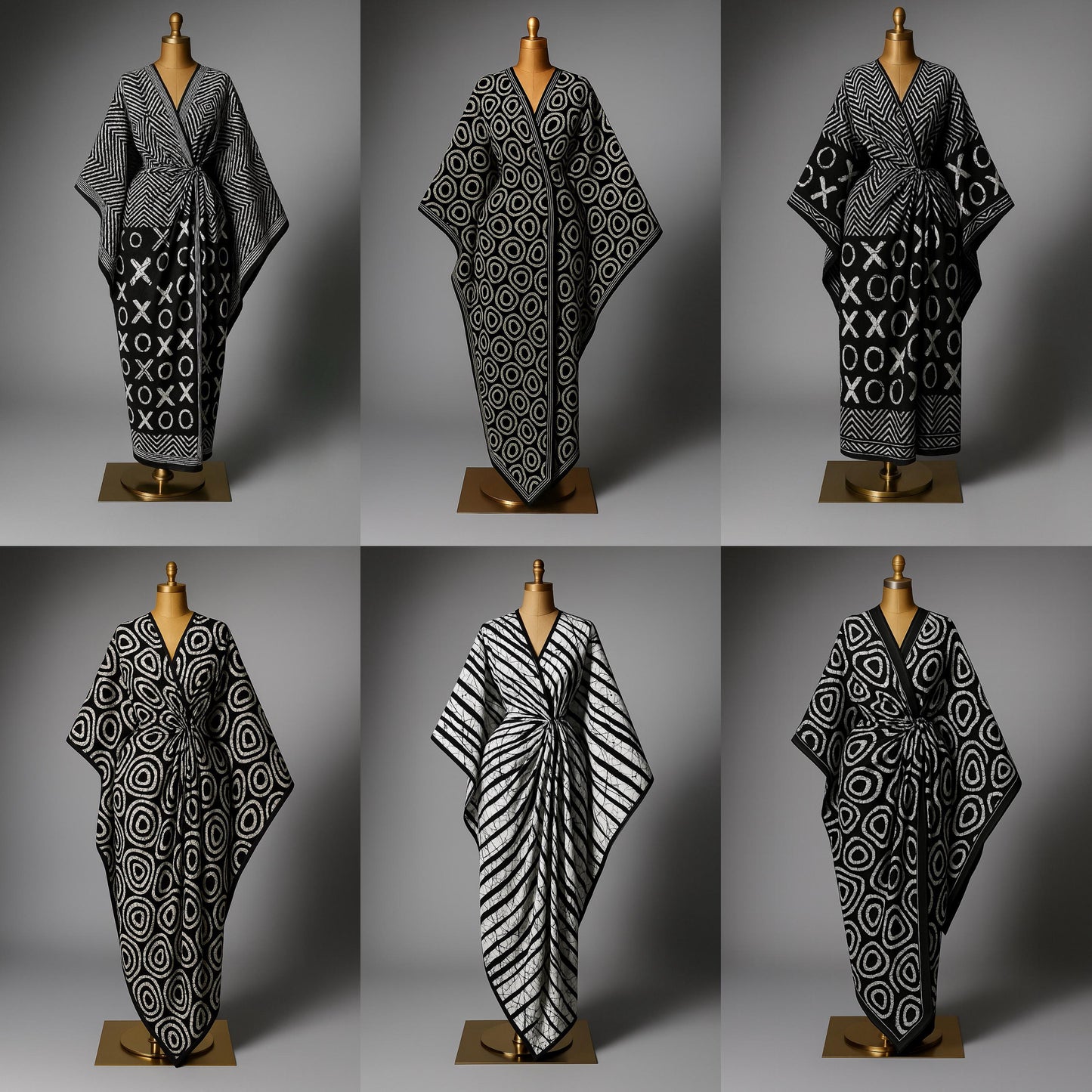 Black and White Bubu Kaftan (8 Styles Variations).