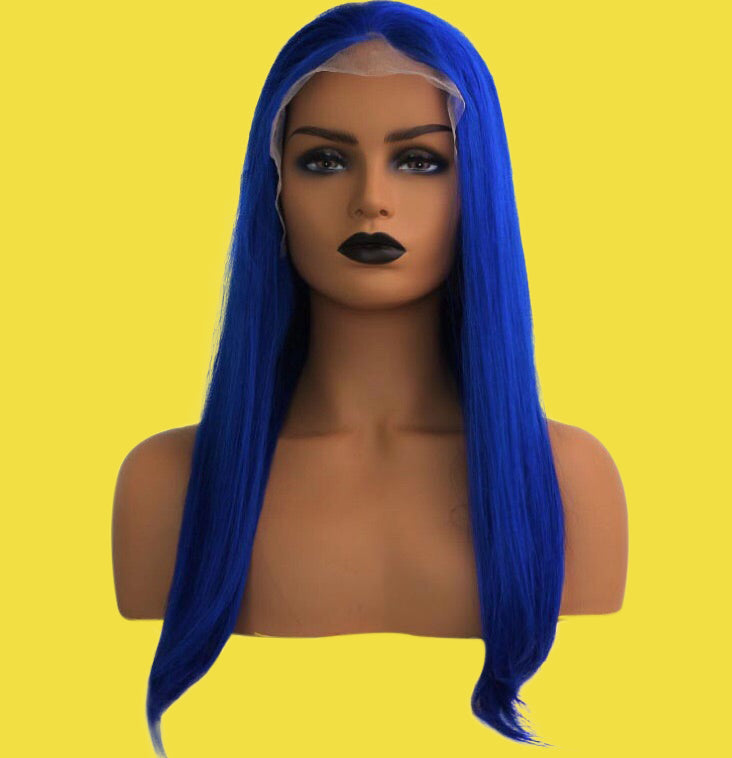 Lolo- 13x4 100% Premium Human Hair Blue Lace Front Straight Style