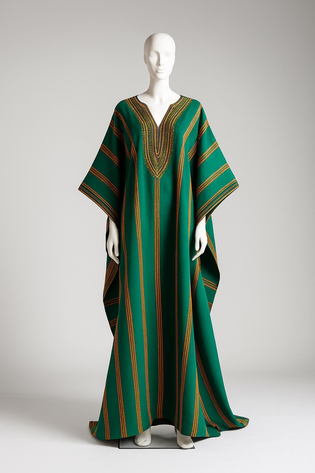 Royal Aso Oke Bubu Kaftan – Timeless Elegance in Green & Orange (Made To Order)