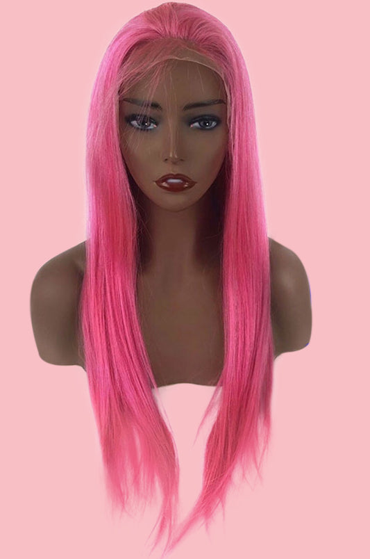 Sandie - 13x4 100% Premium Human Hair Pink Lace Front Straight Style