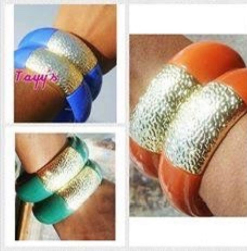 Gold + Colored Jumbo bracelets (2 comes together)