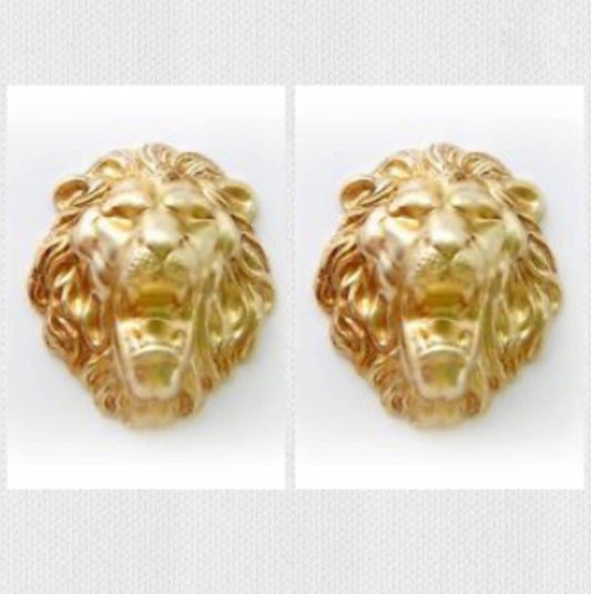 Gold Lion Stud Earrings