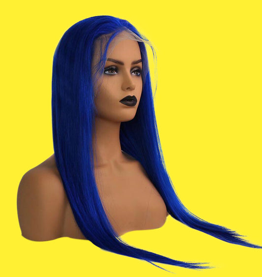 Lolo- 13x4 100% Premium Human Hair Blue Lace Front Straight Style